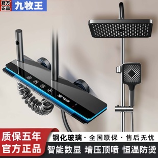 家用全恒温沐浴卫浴增压洗澡喷头枪灰浴室花洒 大置物淋浴花洒套装