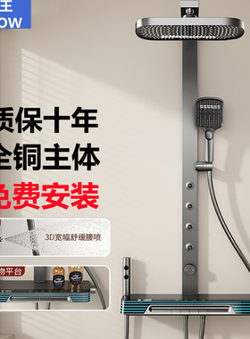腰喷数显沐浴器增压喷头全铜恒温家用枪灰色浴室卫浴淋浴花洒套装