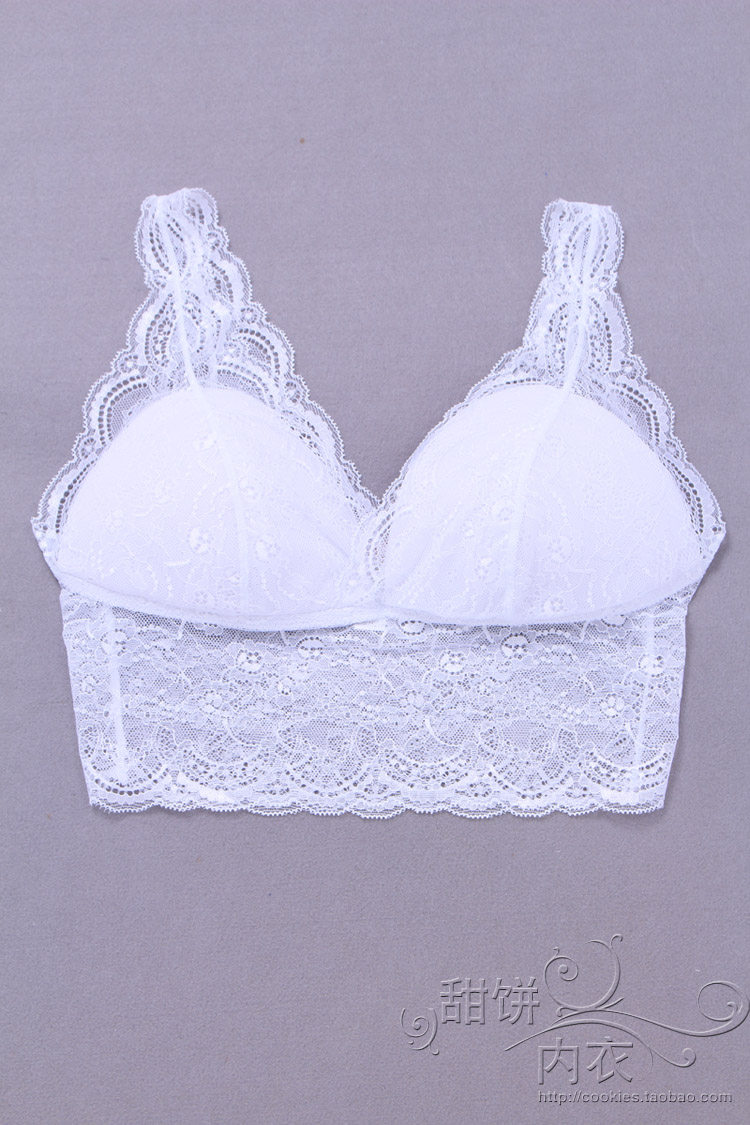 欧美白蕾丝女式无钢圈文胸舒适内衣睡眠胸罩无托性感薄款显小女