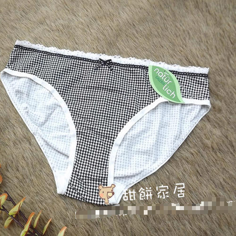 亏清任4条包邮08外贸欧美舒适透气格子纯棉三角裤平角裤女生内裤