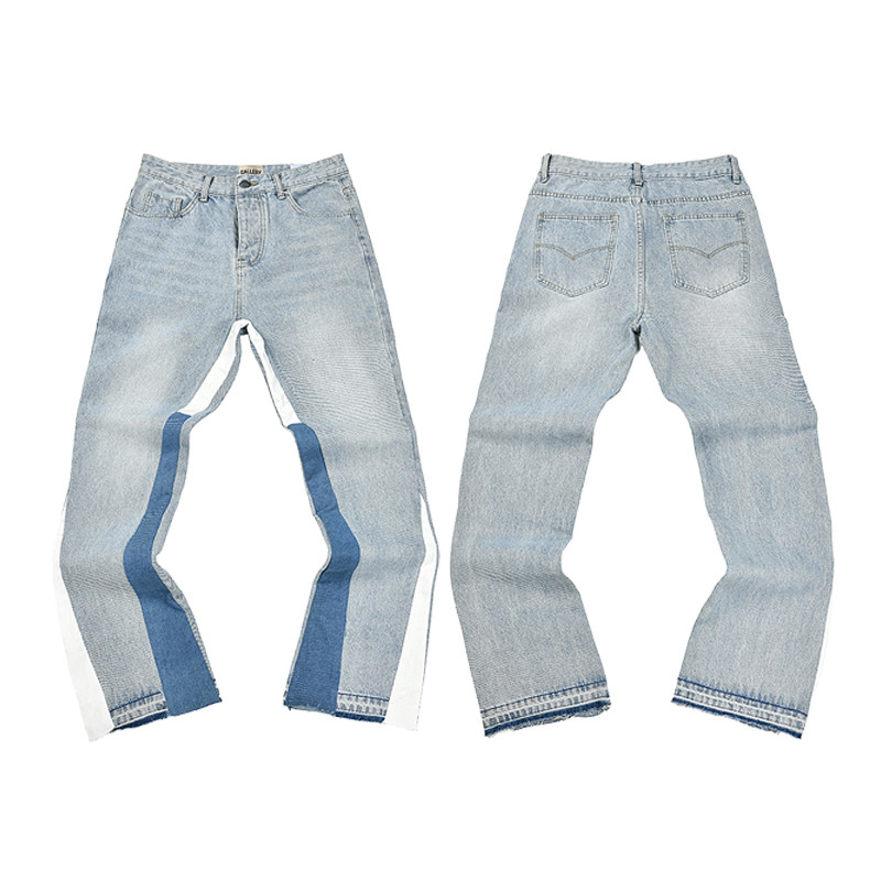 thumbnail for Correct Gallery Dept Hand-Painted Splatter Patchwork Patch-On Lumberjack Pants Distressed Washed Flared Jeans