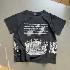 Summer New Style Enfants Riches Deprimes Character Pattern Gothic Retro Architecture Short-Sleeved T-Shirt for Men