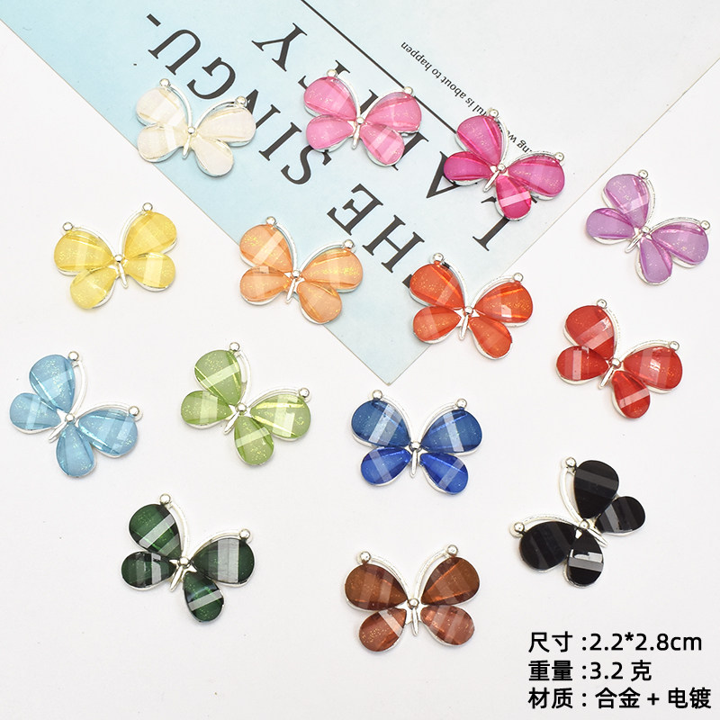 新款银色水晶蝴蝶 手机壳diy饰品配件 鞋服包包合金配件 发饰材料