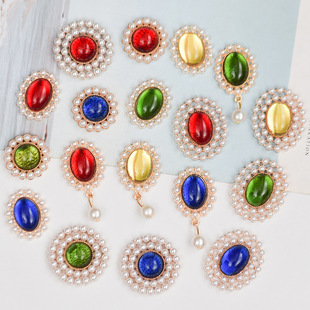 DIY饰品合金配件 光面大红玻璃钻珍珠花边 新娘手工发饰头冠配饰