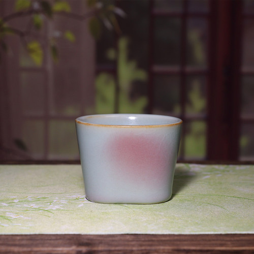 醉美~青脂系列主人杯手工炭烧钧瓷茶杯原矿中式小清新茶器方圆杯