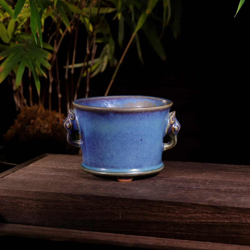 陈俊才手工香炉 神垕钧瓷原矿象鼻炉香道配件三足炉复古风炉钧釉