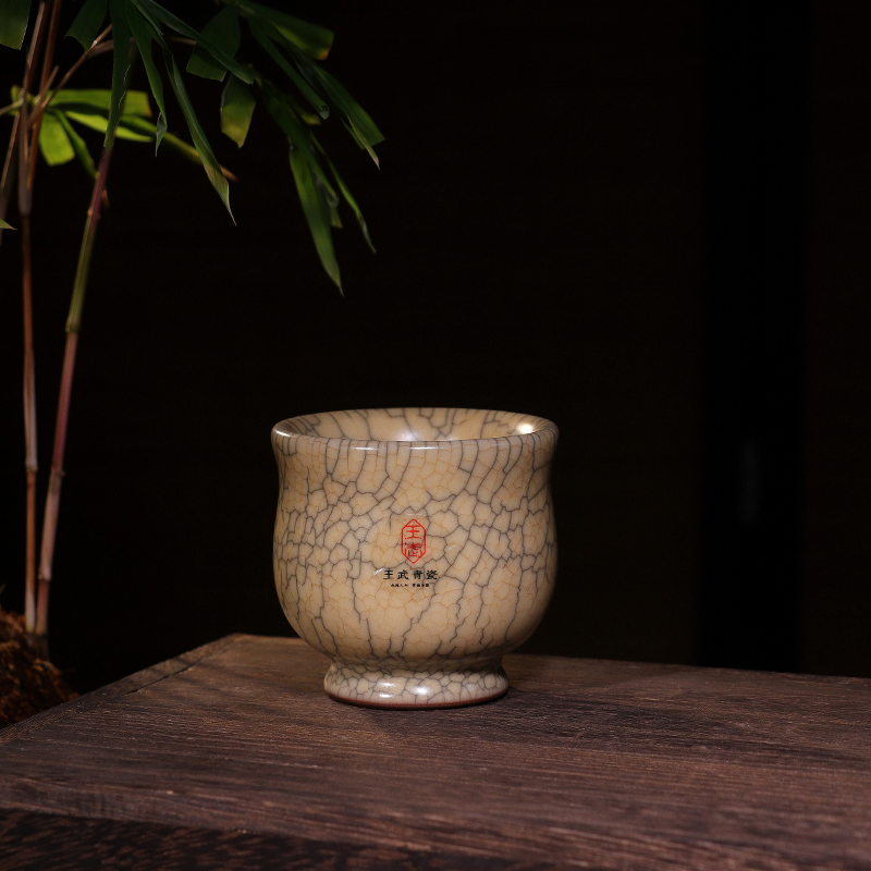 王武纯手工主人杯男士传世哥窑青瓷中式手工杯功夫茶具普洱品茗杯