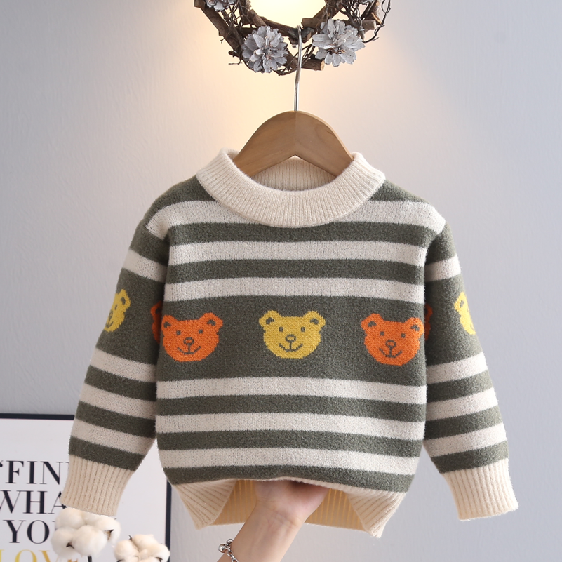 儿童毛衣男童针织衫秋冬新款加厚加绒男孩套头毛衫外穿男宝宝上衣