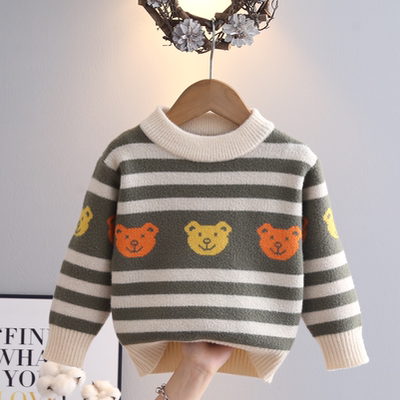 儿童毛衣男童针织衫秋冬新款加厚加绒男孩套头毛衫外穿男宝宝上衣