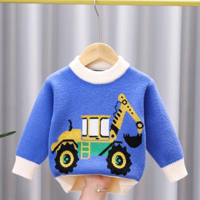 童装男童毛衣2025秋冬装新款儿童套头加绒加厚韩国绒男孩打底衫潮