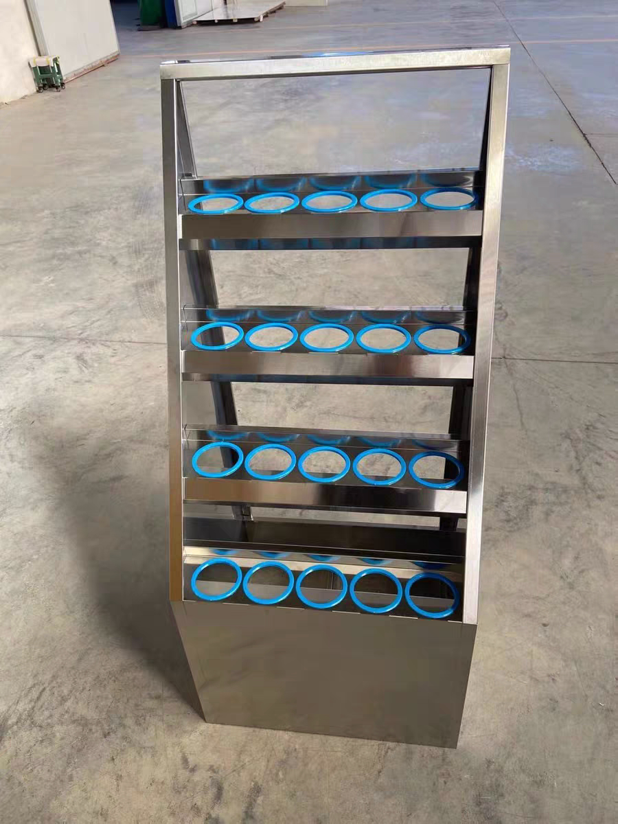 不锈钢水杯架车间员工多层茶杯摆放架工厂落地台阶有孔水杯柜定制
