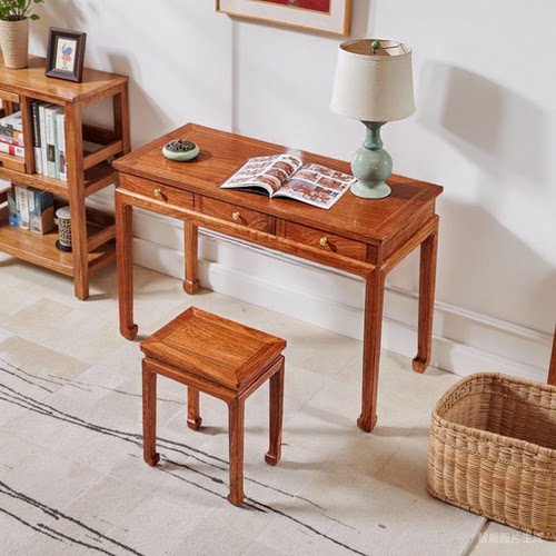 全实木刺猬紫檀办公桌椅套装 中式书房客厅两用 红木家具