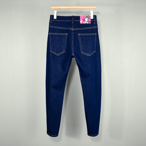 轻奢防褪色九分牛仔裤男普鲁士蓝赤耳丹宁弹力潮流百搭修身小脚裤