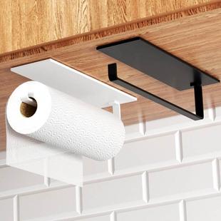 纸巾架免打孔橱柜碳钢卷纸架卫生间厨房创意牢固餐纸收纳架置物架