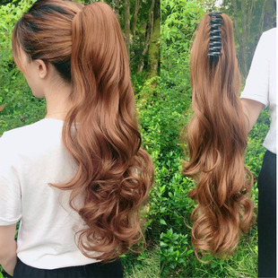 马尾假发女虎口抓夹绑带式假辫子长卷发大波浪梨花卷隐形自然