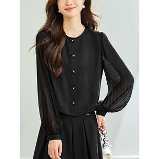 真丝桑蚕丝衬衫女2025秋季新款高级感轻奢减龄洋气法式小资小上衣