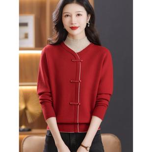 女装冬装喜庆新式中国风红装中老年女装蛇年兽年加厚底衫