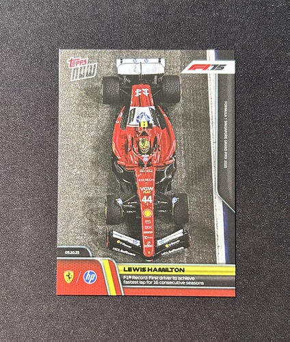 F1赛车手卡汉密尔顿ToppsNow纪念首位连续16年拿到最快圈的车手