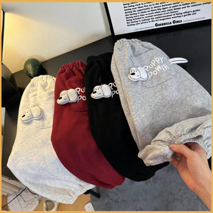 潮范韩版 男女儿童裤 卫裤 2025立体小狗宽松外穿休闲裤 春秋 子新款