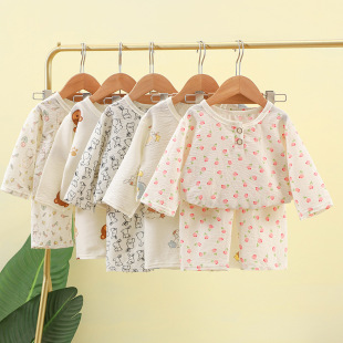 爆款 空调服中裤 家居服套装 男女童云朵棉薄款 休闲睡衣 中袖 儿童夏季