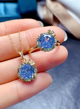 新款925银圆形8x8mm玫瑰切工艺高碳钻莫桑钻戒指吊坠套装可选空托