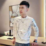 黑首D301-WY33-P55控78秋季新款卫衣男个性印花圆领卫衣社会小伙，男装卫衣，星座309A