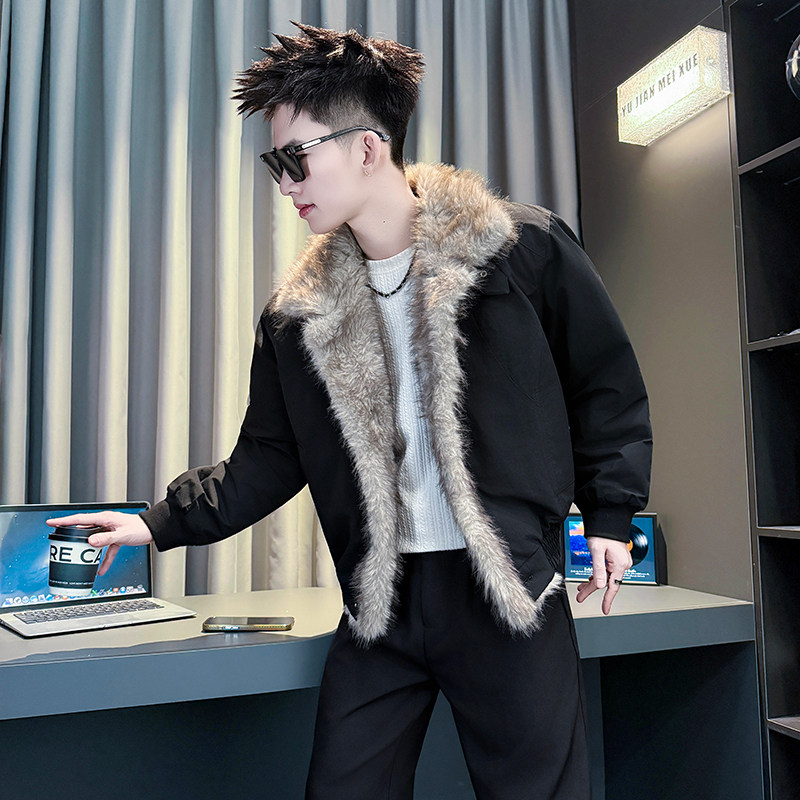 黑首F45-P138-控178抖音直播主风男士立领加厚流行百搭棉衣外套男，男装棉衣，星座309A