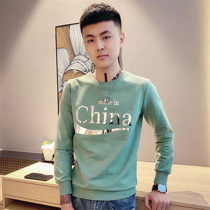 黑首D301-WY27-P55控78秋季新款男士卫衣百搭修身社会小伙上衣男