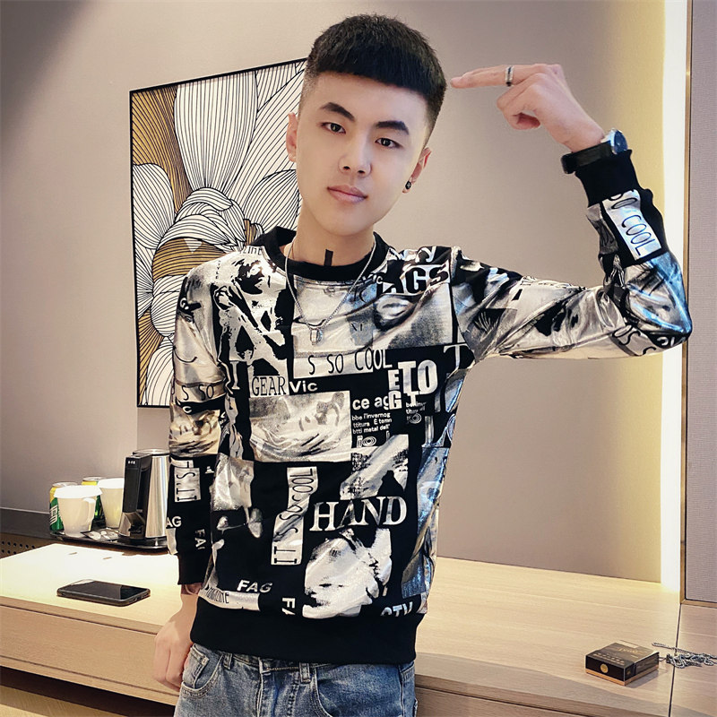 黑首D301-WY33-P55控78秋季新款卫衣男个性印花圆领卫衣社会小伙,男装卫衣,星座309A
