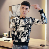 黑首D301-WY33-P55控78秋季新款卫衣男个性印花圆领卫衣社会小伙，男装卫衣，星座309A