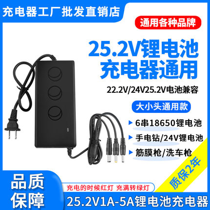 22.2V24V25.2V1A2A3A4A5A手电钻筋膜枪6串18650三元锂电池充电器A