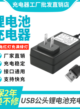 4.2V5V7.5V8.4V9V12.6V14.6V16.8V18V21V1A2A锂电池充电器USB公头