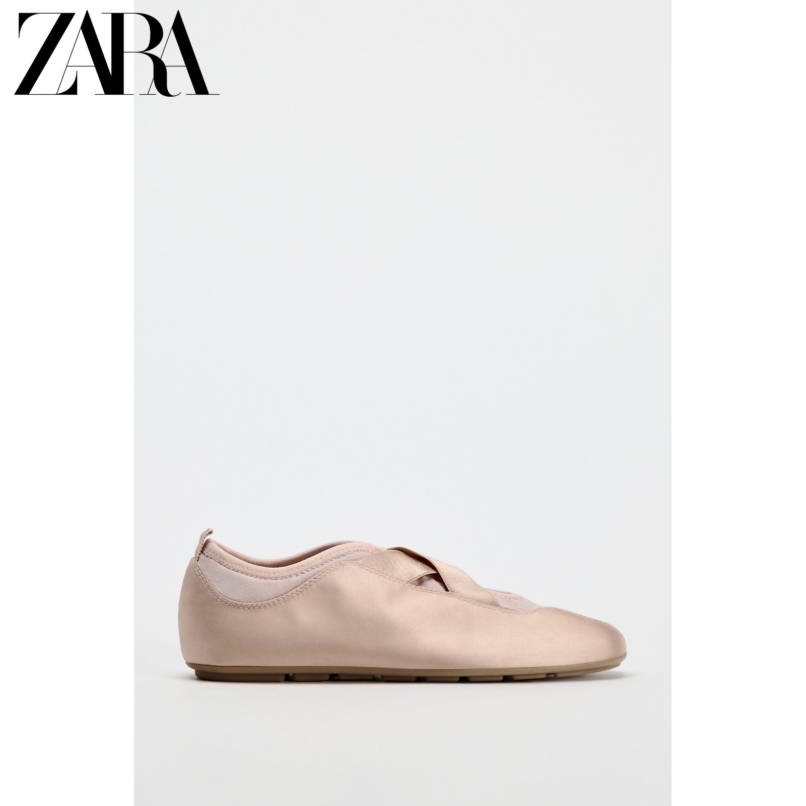ZARA 2024 가을 신상 여성화 핑크 스포츠 발레 스타일 플랫 슈즈 5204410 050