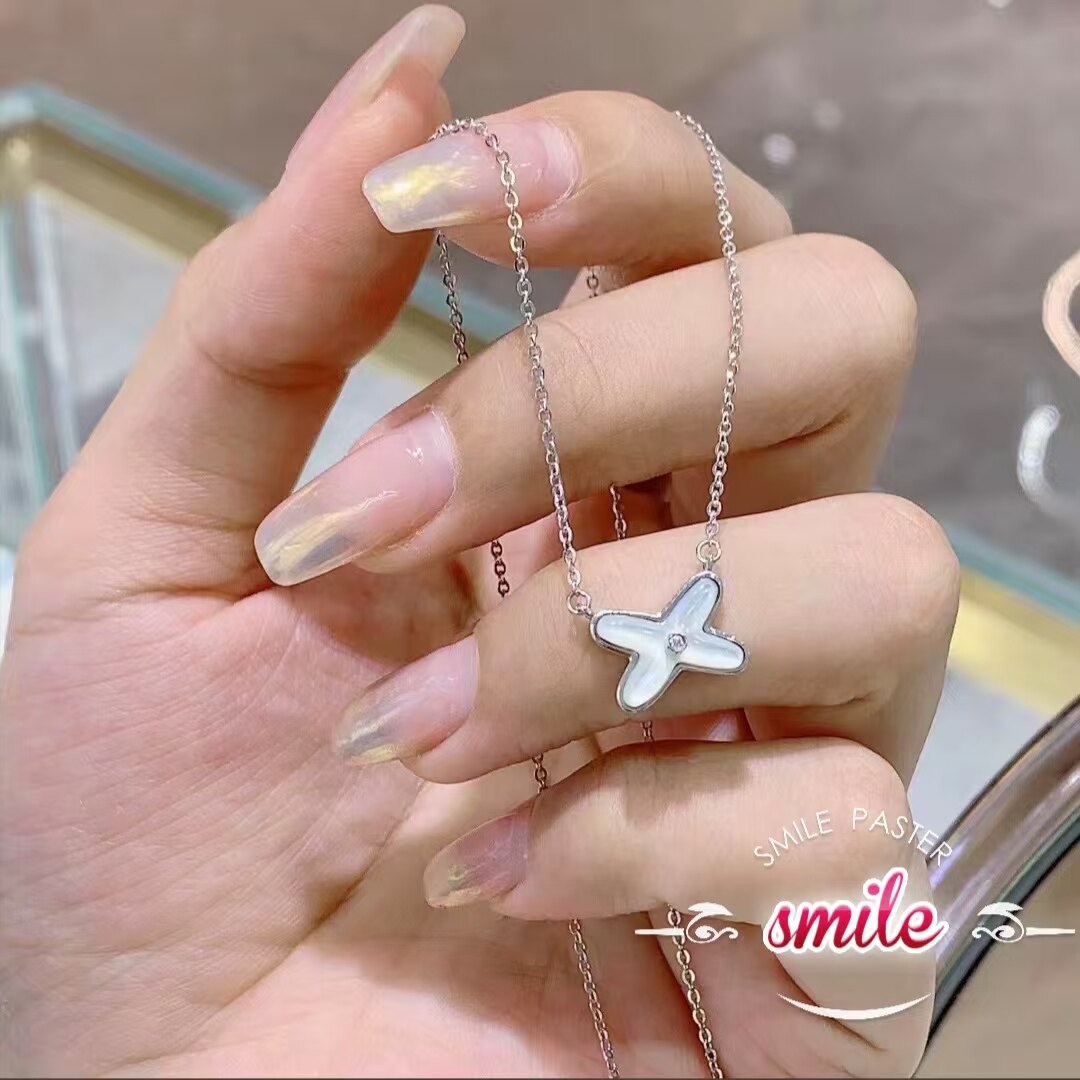 新款白贝母项链厚镀18k金锁骨链小众高级感轻奢简约925银项链女潮