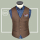原创设计英式 马甲TWEED背心 西装 复古骑行咖啡色羊毛粗花呢修身 男