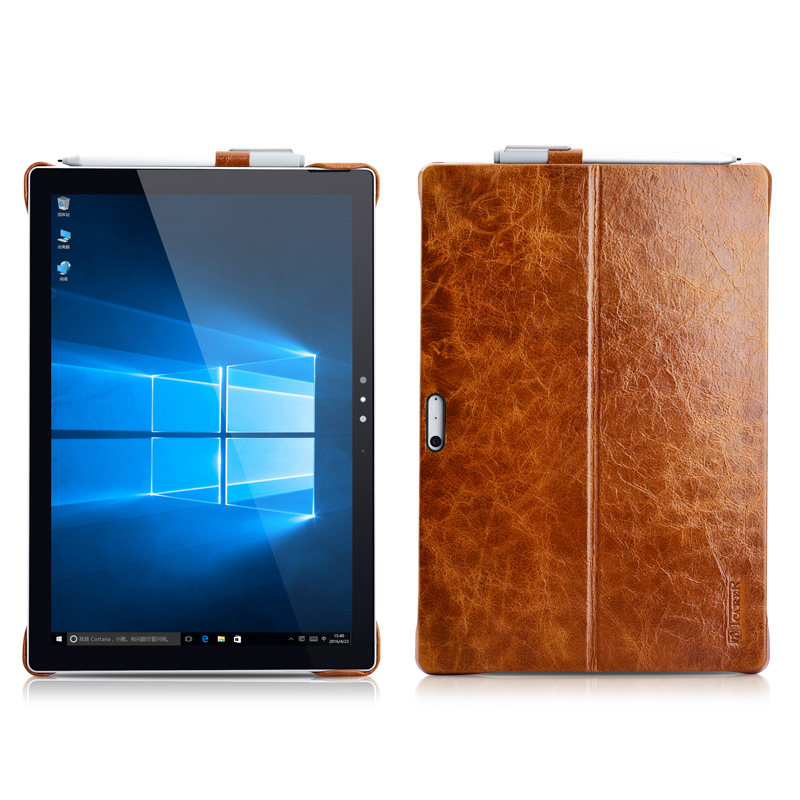 iCarer Oil Wax Vintage Series Handmade Genuine Cowhide Leather Case Cover for MicroSoft Surface Pro 4