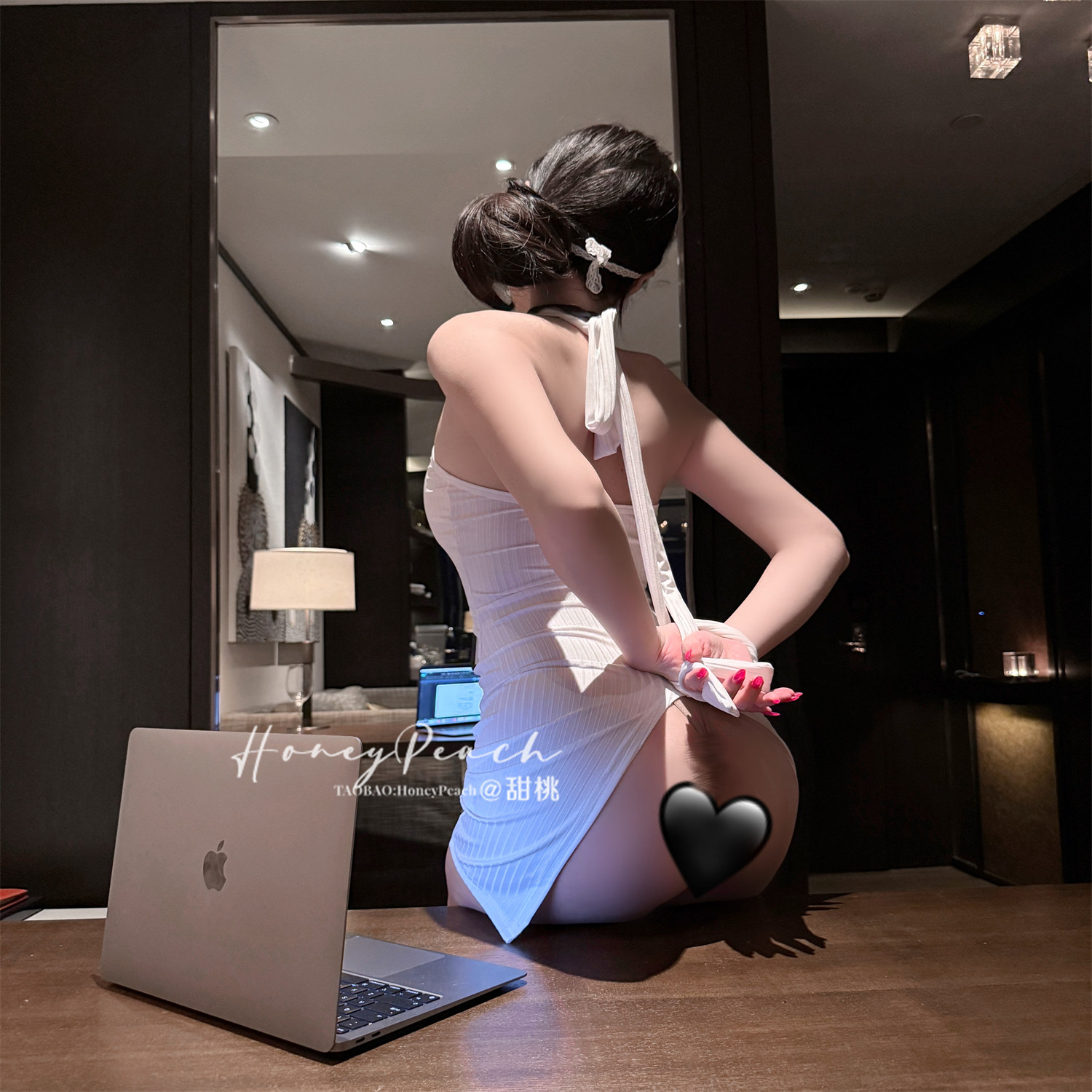 HP：专属小秘*纯欲辣妹露肩挂脖无袖免了脱露臀裙OL秘书制服睡衣