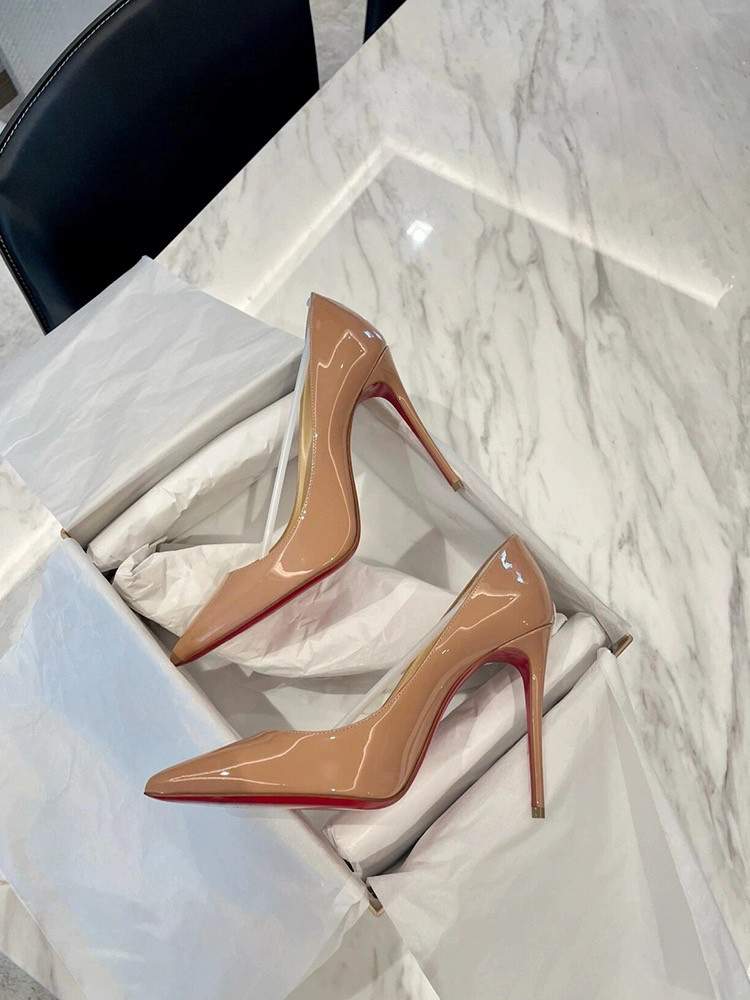 thumbnail for Internet-famous side-holout cutout black patent leather red sole shoes, stiletto heel, shiny leather commuter women's singles, elegant high heels