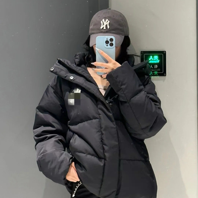 2025冬季新款MLB张凌赫同款羽绒服女连帽加厚保暖面包服情侣外套