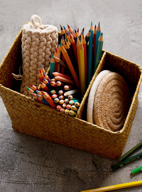 原态手工丨海草编织笔筒桌面杂物文具收纳盒分隔分格类收纳整理术