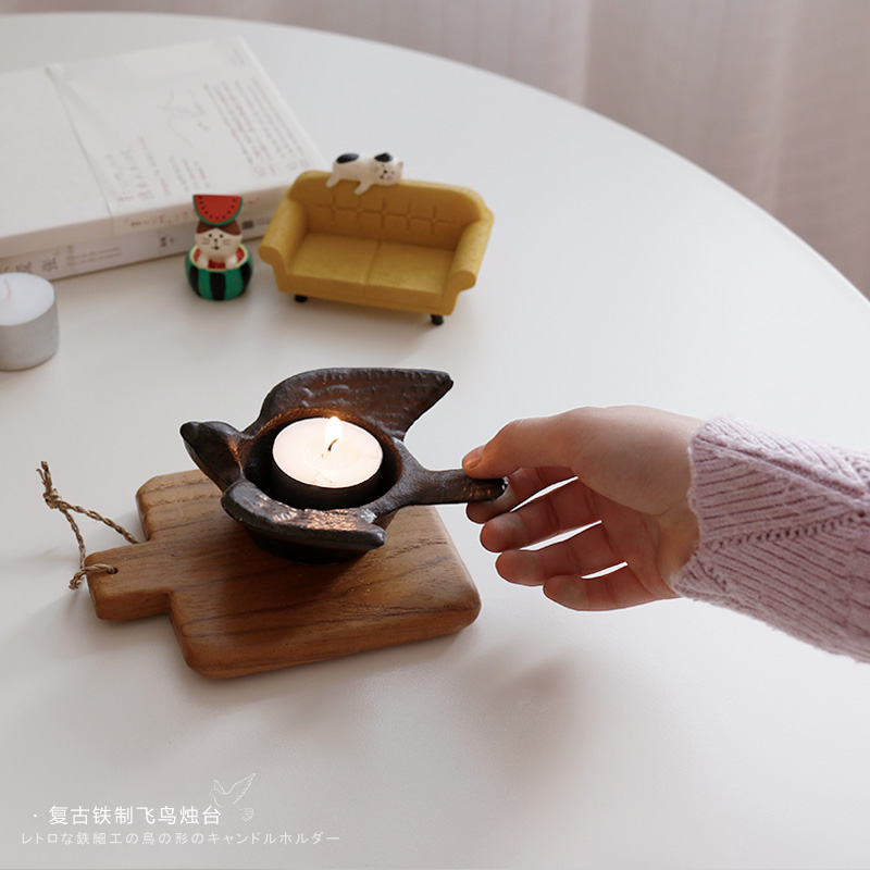 怀旧日式铁制飞燕造型文艺蜡烛台