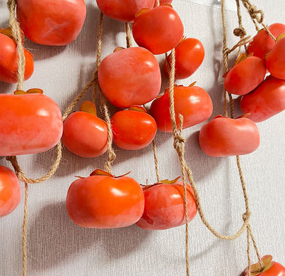 仿真柿子串带霜墙上挂件新年祝福乔迁之喜玄关装饰墙面挂事事如意