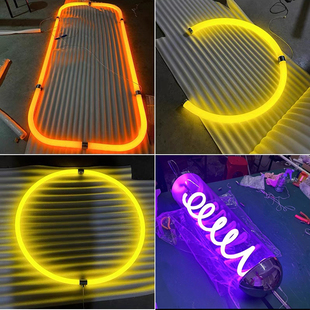 led360度发光亚克力烤弯造型定制环形彩色霓虹圆环装饰圆弧形灯管