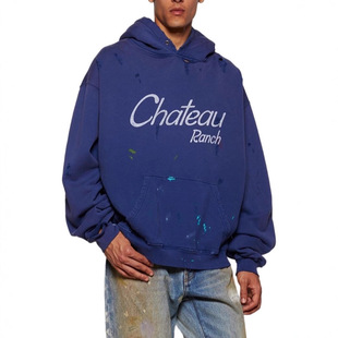 GALLERY DEPT美式马蹄铁英文涂鸦彩绘做旧男女款破坏连帽卫衣帽衫