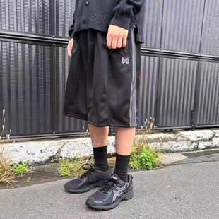 NEEDLES GFKTC蝴蝶刺绣潮七分裤灯笼宽松运动条纹胖胖阔腿短裤男