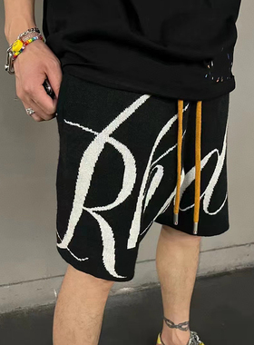 VIBE ACW潮牌美式夏季男士黑色运动休闲针织宽松篮球五分短裤