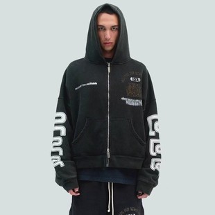 2026新款RRR123双臂字母印花美式高街休闲短宽OVERSIZE圆领卫衣潮