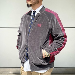 NEEDLES GFKTC灰黑色丝绒蝴蝶日系高街棒球领休闲运动男夹克外套