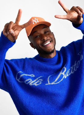 VIBE ACW极简高级感克莱因蓝美式潮牌圆领秋冬季男士毛衣针织衫