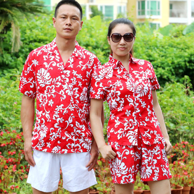 海南岛服夏威夷旅游情侣短袖衬衫